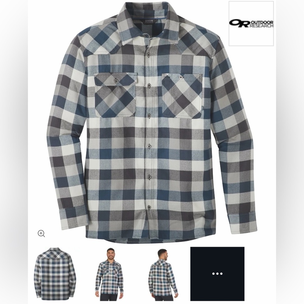 Outdoor Research Teal and Gray Checkered Flannel Shirt